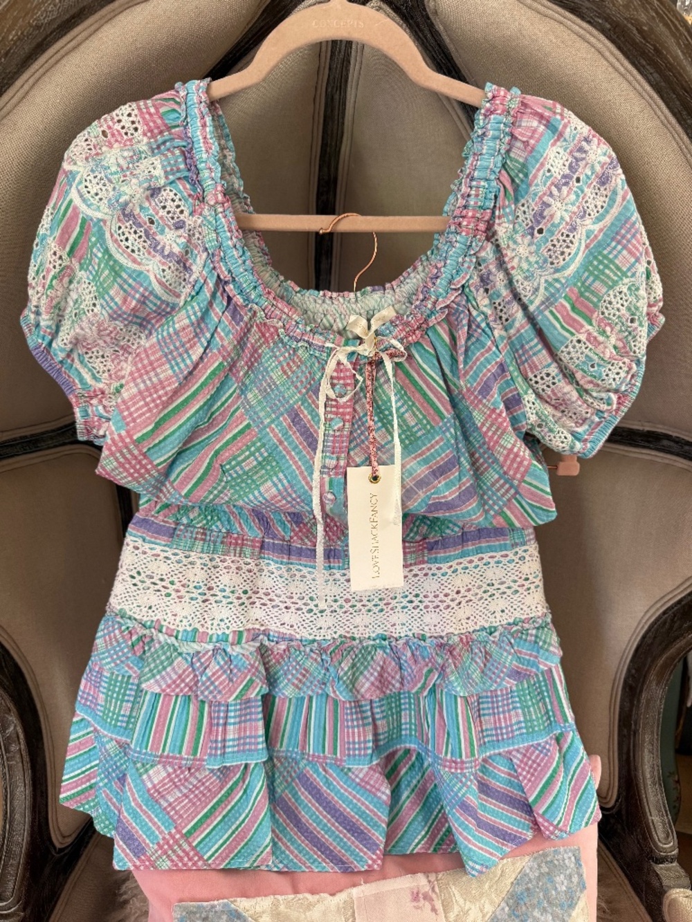 NWT LoveShackFancy Set Izetta Top 2 & Corbett Mini Skirt XS Candyland Multi